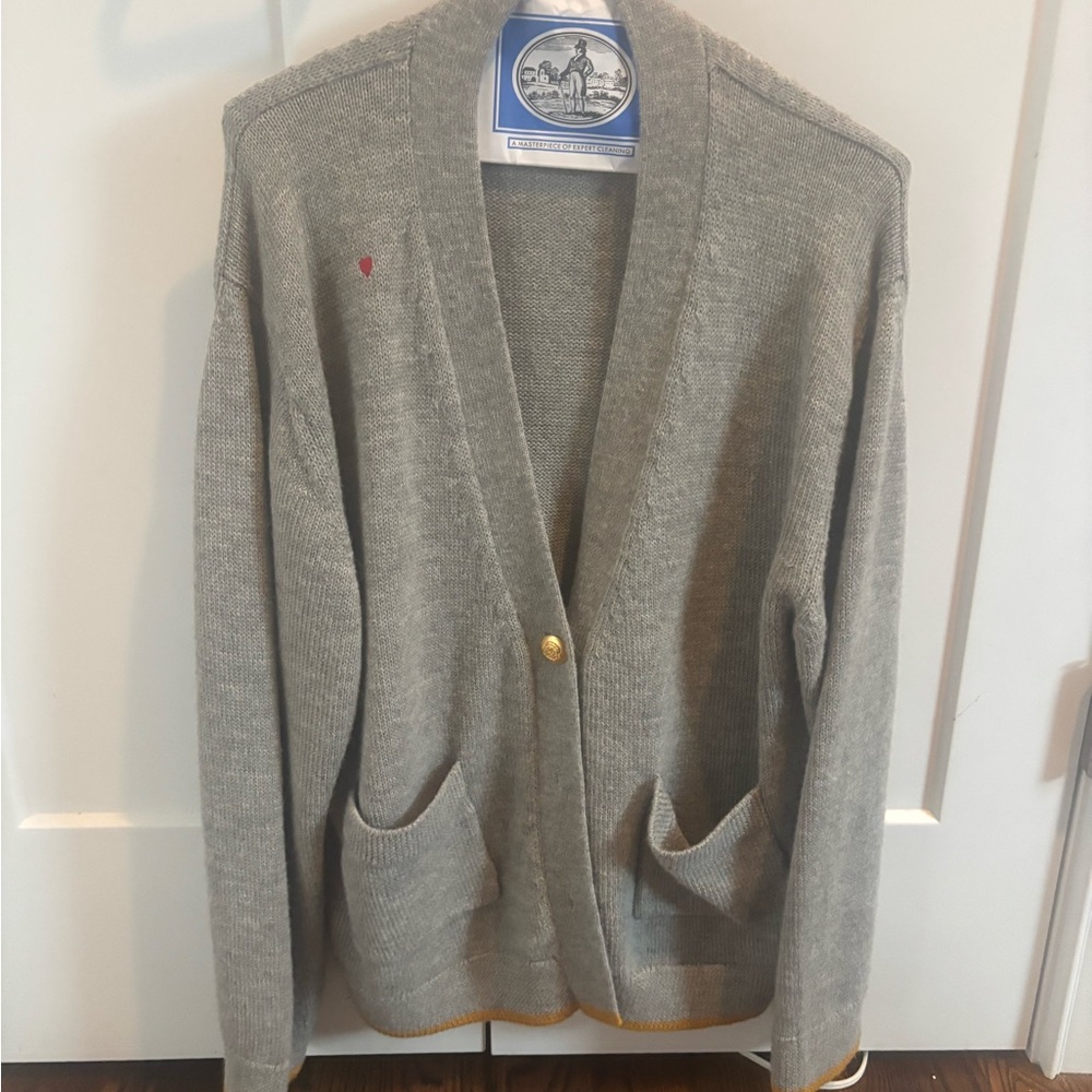 Gray Cardigan with Gold Button